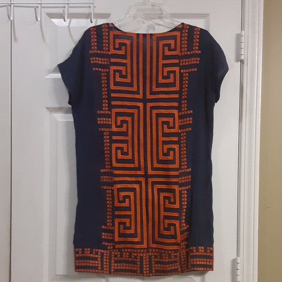 THML Embroidered Detail Boho Blue and Orange Dress Size S - Picture 3 of 4